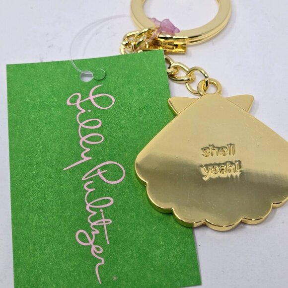 Lilly Pulitzer ✦ Shell Yeah Keychain ✦ Pink Green Tropical Seashell Design NWT - Picture 4 of 4